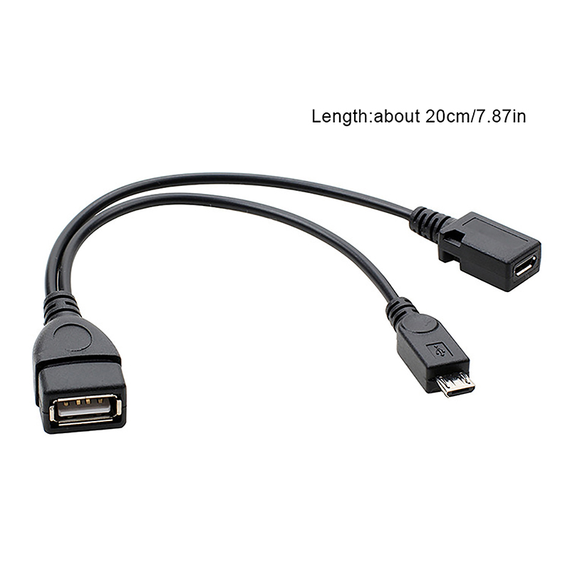 1Pc 20cm 2 In 1 Micro USB Host Power Y Splitter USB 2.0 Port Terminal Adapter OTG Cable. 