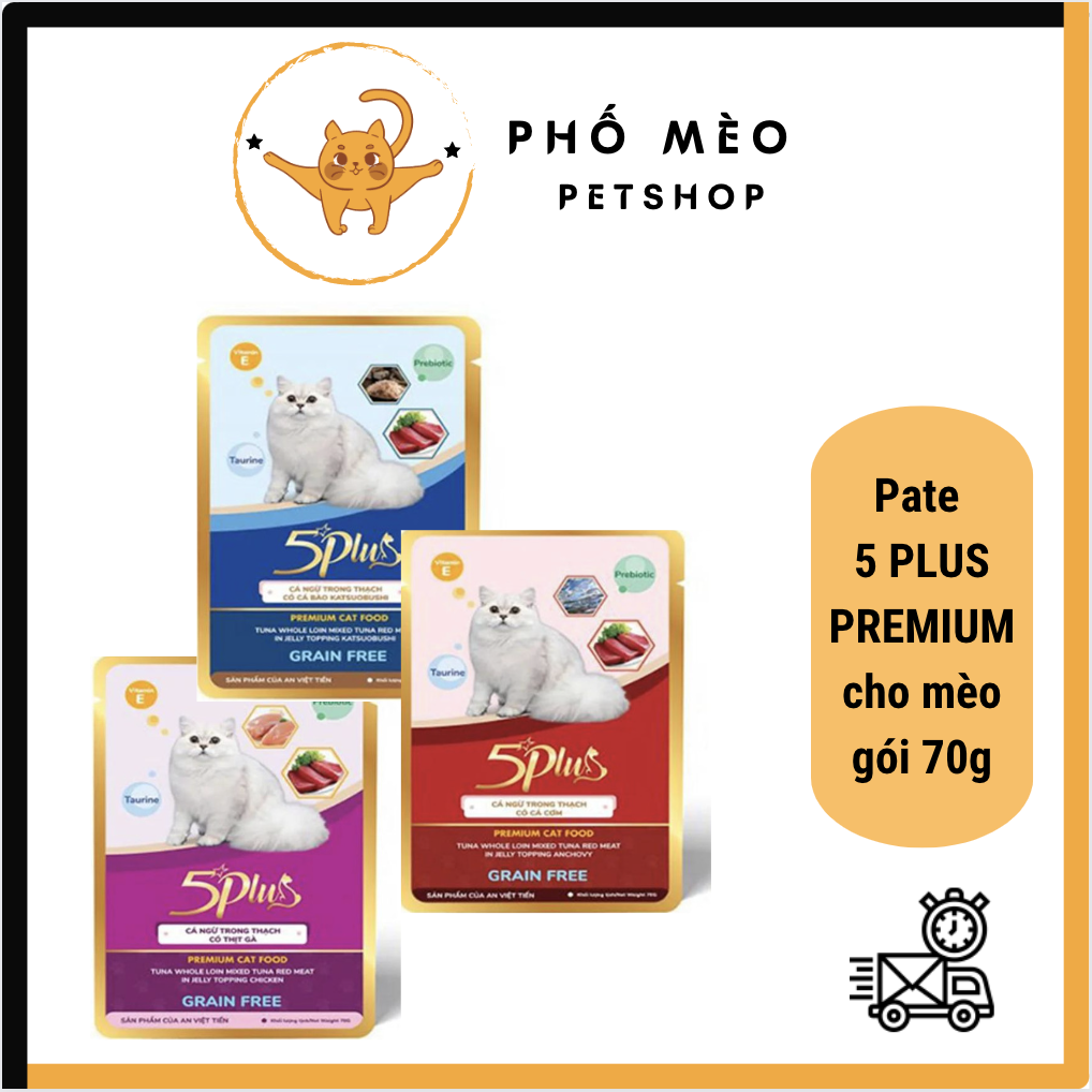 Pate 5 Plus Premium cho mèo gói 70g