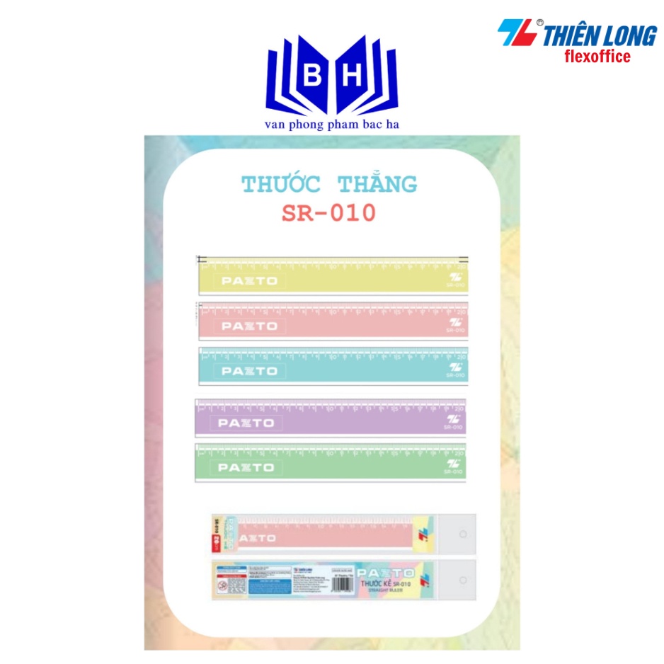Thước thẳng điểm 10 20cm sr-010 - thước kẻ 20cm nhựa mica pazto sr-010