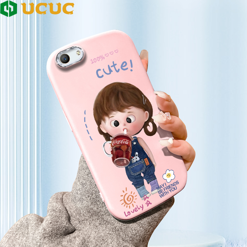 UCUC%20for%20OPPO%20A59%20F1S%20Back%20Cover%20The%20little%20Girl%20Drinks%20Cola%20Luxury%20Plating%20Lens%20Soft%20Candy%20Phone%20Case%20-%20Image%202