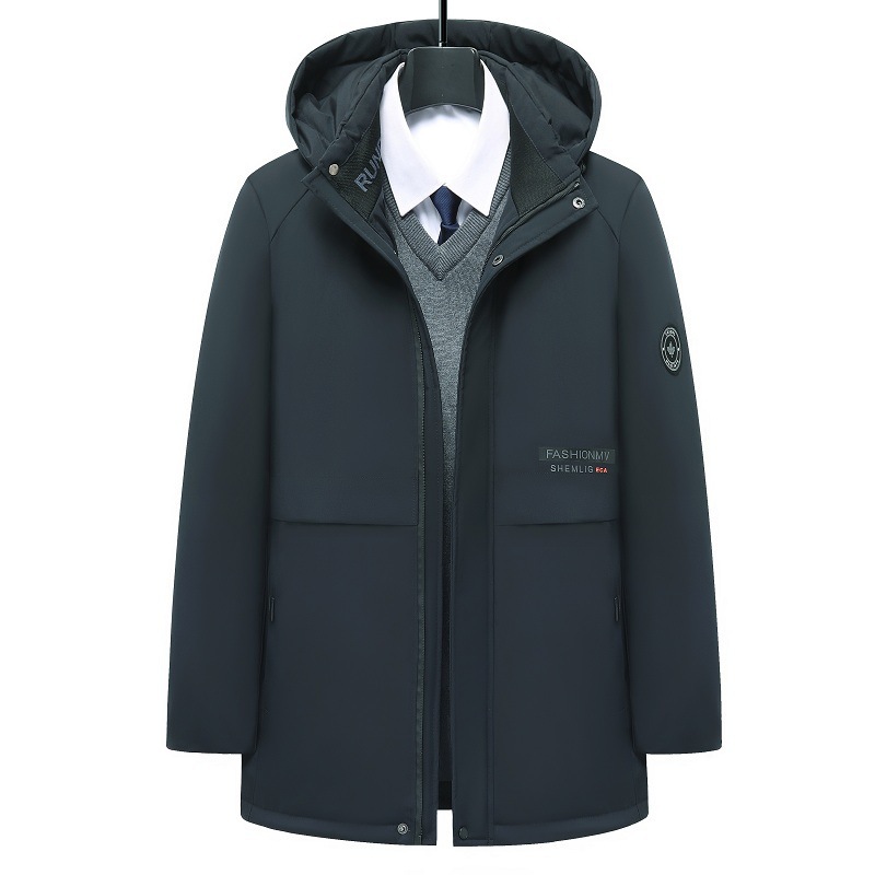 Winter mid length for middle-aged and elderly light business coat, thickened down jacket, high-quality men's cotton jacket DOWN JACKETS