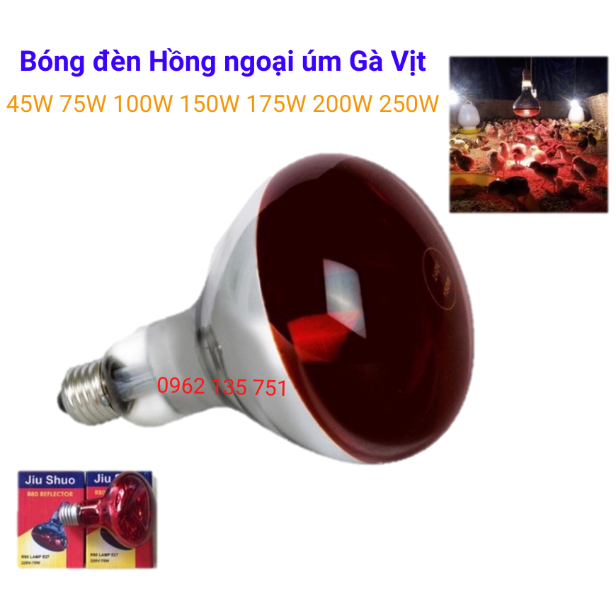 Bóng Đèn Hồng Ngoại Úm Gà