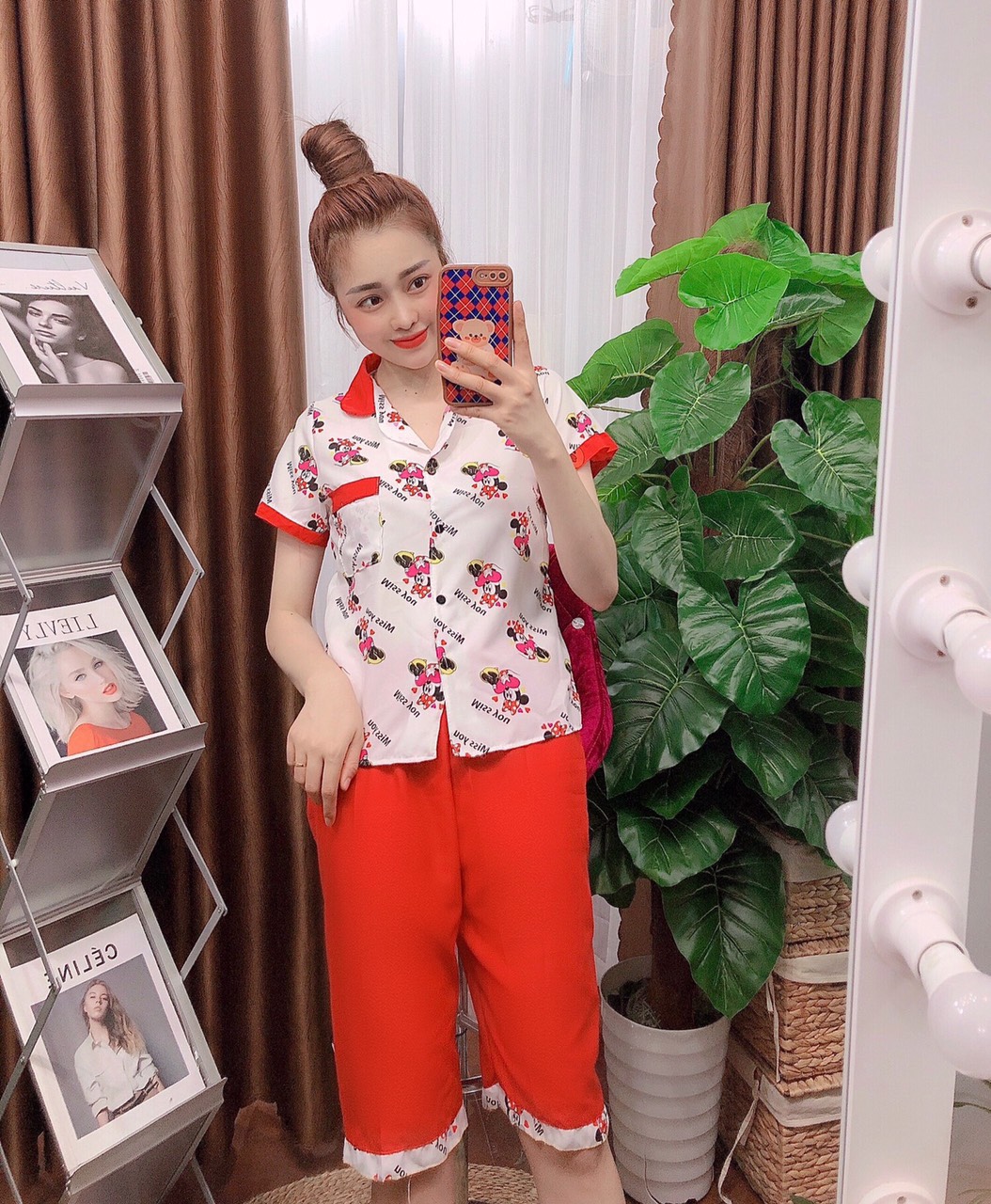 Set bộ đồ lửng phối viền vải kate lụa mát mịn freesize dưới 58kg
