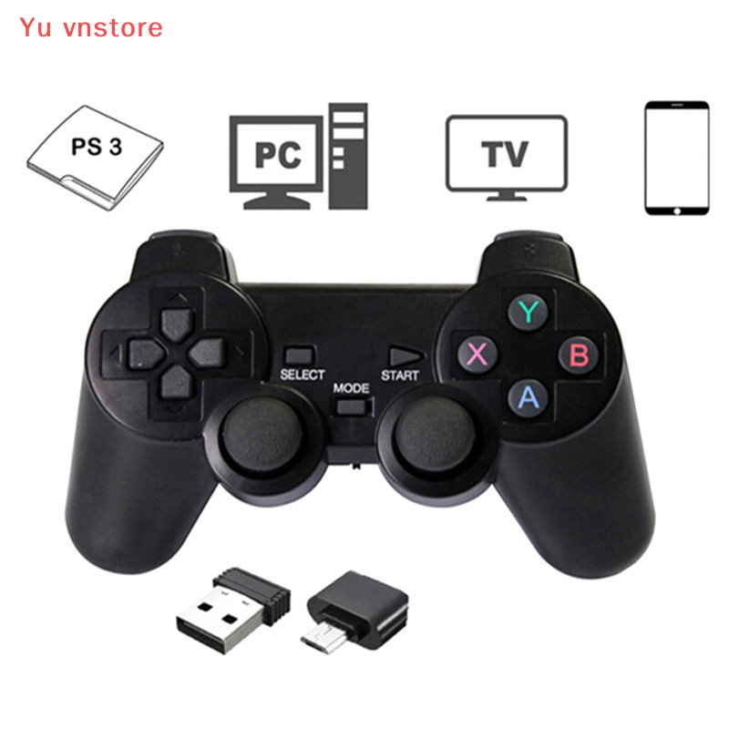 Yu vnstore Tay cầm chơi game điều khiển cần điều khiển kép không dây 2.4GHz Tay cầm chơi game cho PS3 PC TV Box