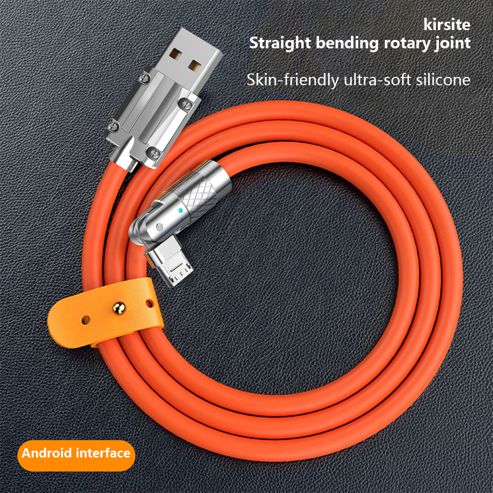 Flewwer 120w type-c fast charging data cable zinc alloy elbow 180 degree rotating charging cable