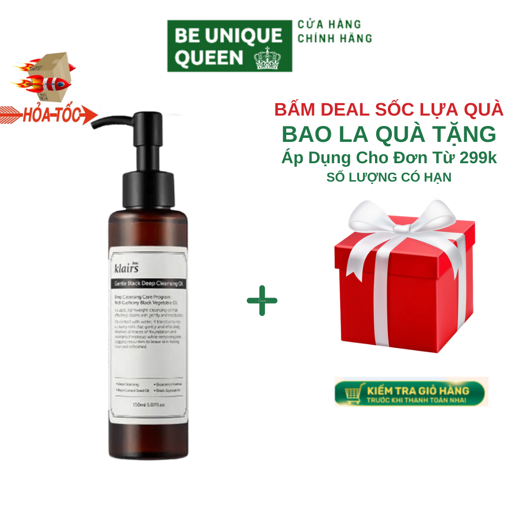 Dầu tẩy trang Klairs Gentle Black Deep Cleansing Oil làm sạch sâu cho da dầu mụn nhạy cảm chính hãng - klair