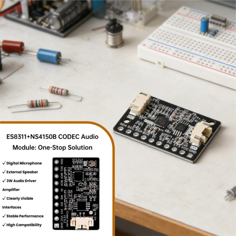 Es8311 + ns4150b mô-đun âm thanh thay thế 10pin 2.54mm I2S I2C onboard Microphone cho dễ dàng tích hợp phát triển