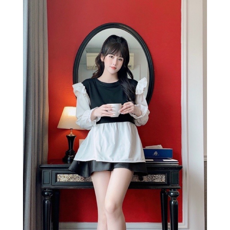 Áo bầu dài tay buộc dây eo Z07