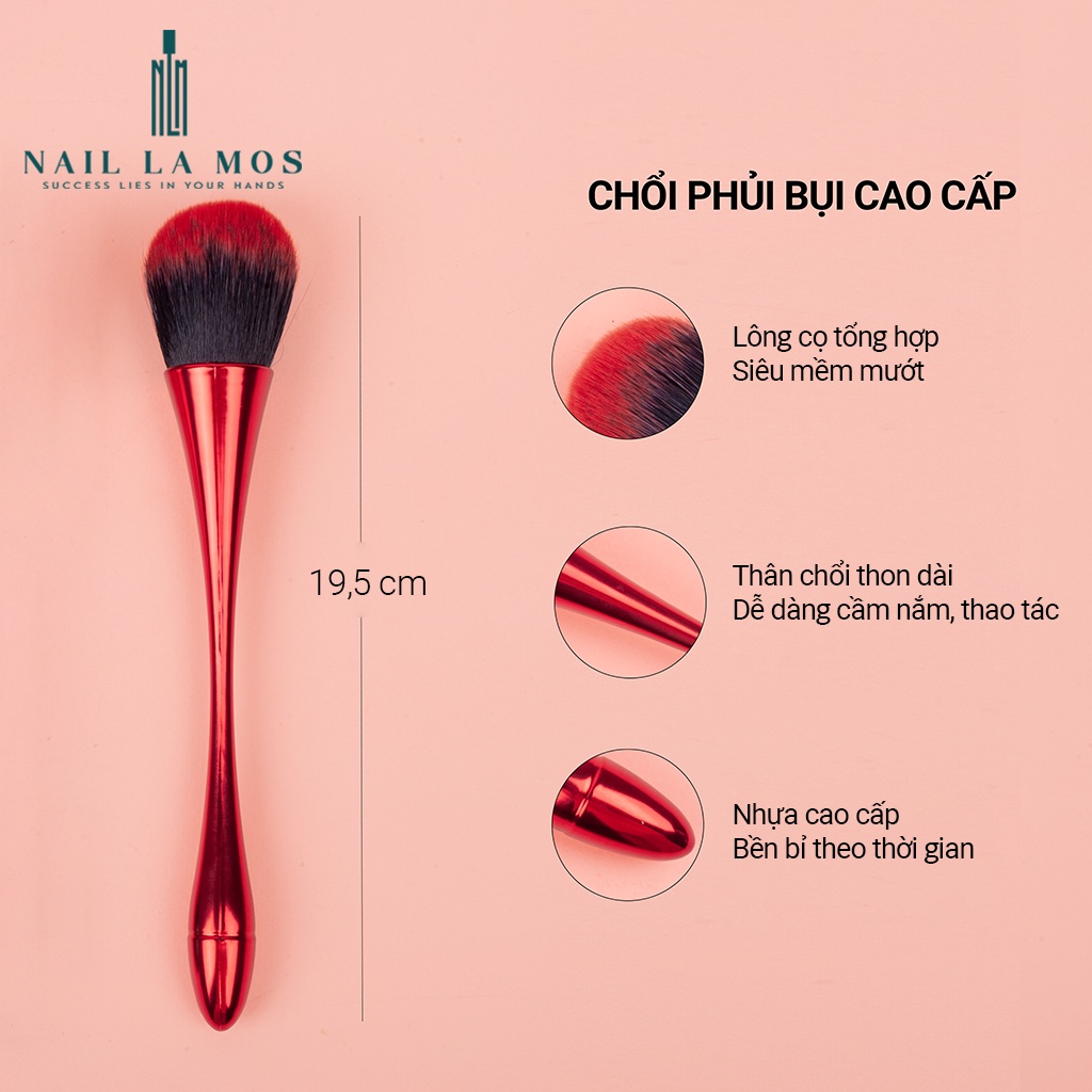 Chổi phủi bụi nail cán dài, cọ phủi bụi móng
