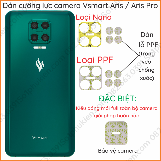 Cường lực camera Vsmart Aris siêu bền 3 lớp bảo vệ camera