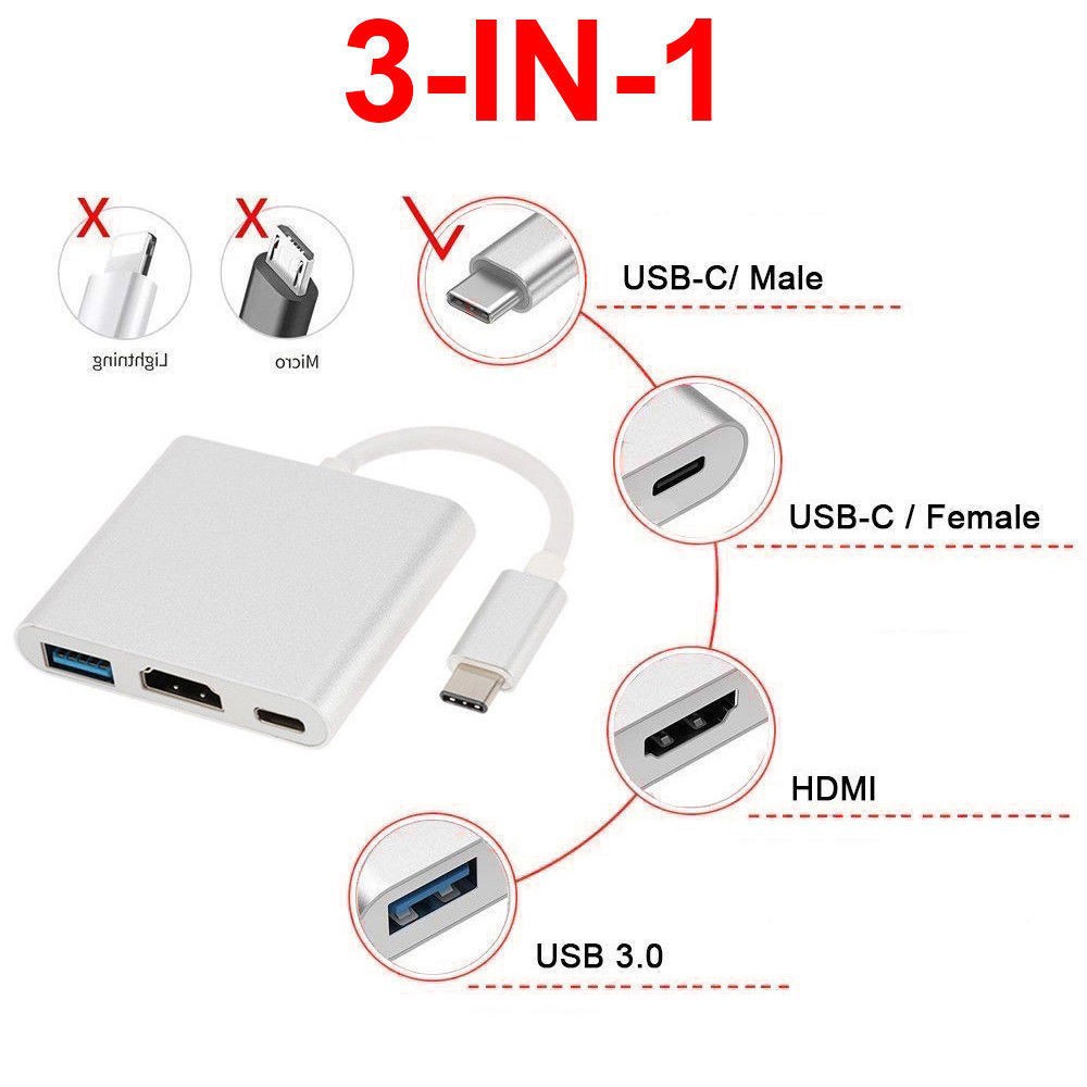 USB Type-C đến USB-C 4K HDMI, VGA USB 3.0, Trinp top, 4K HD
