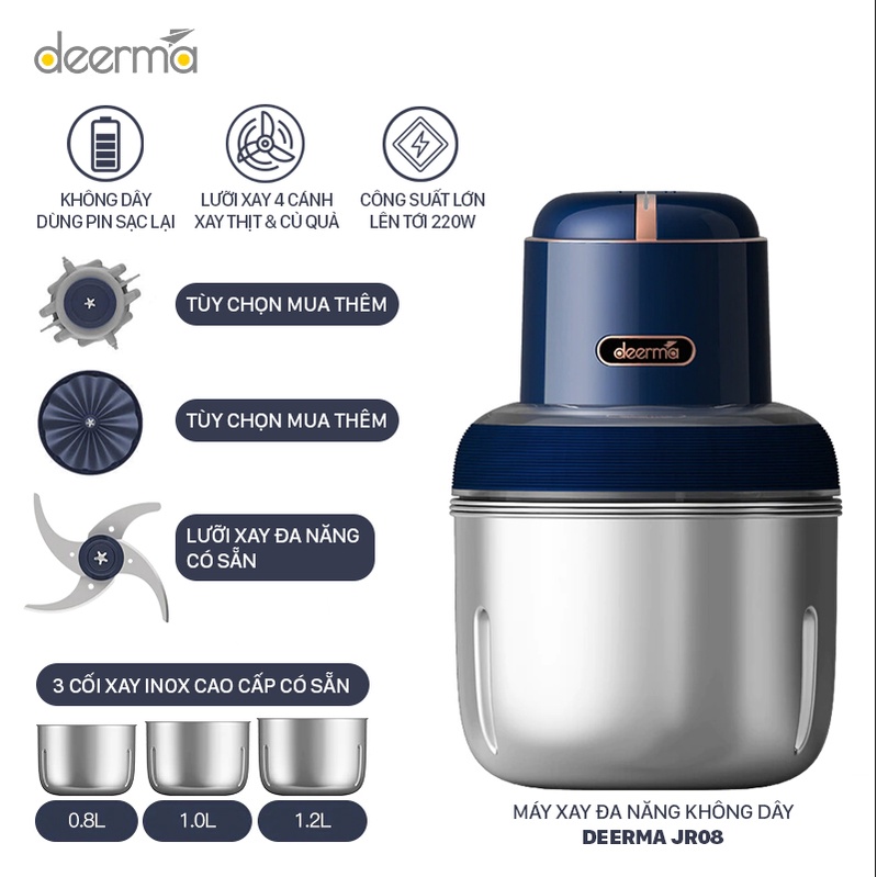 (Mixhome HCM) Máy xay thịt đa năng Deerma JR02 (Hàng chính hãng - Bảo hành 6 tháng)