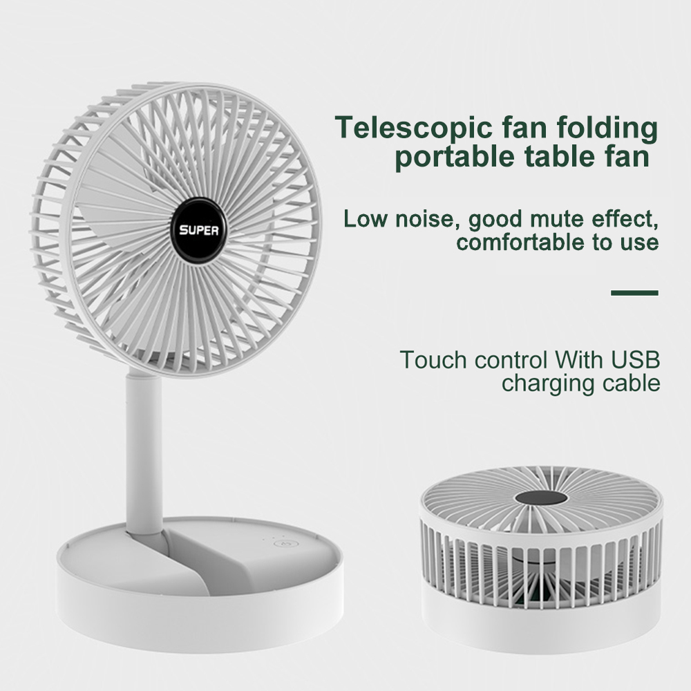 Quạt Kính viễn vọng Gấp Bàn Di Động Quạt Bàn 1200 mAh Sạc USB Đa Chức Năng Giường ngủ tập thể Máy tính để bàn Văn phòng Quạt điện gấp gió lớn Thích hợp cho Gia đình, Văn phòng và Sử dụng ngoài trời