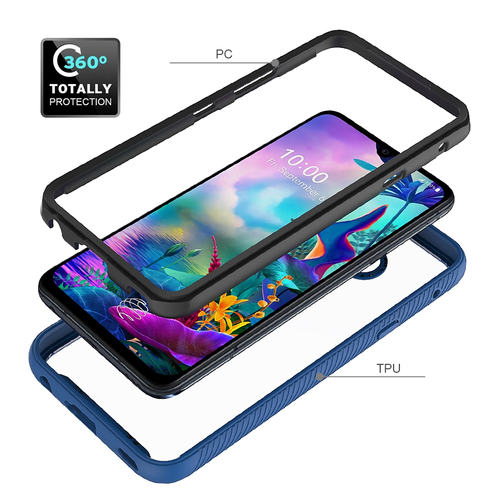 For LG V50S ThinQ 5G / G8X ThinQ Starry Sky Solid Color Series Shockproof PC + TPU Protective Case(Black)(A Plus Mall)