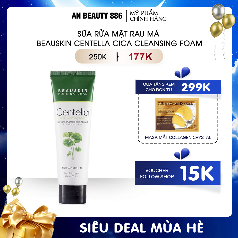 Sữa rửa mặt Beauskin Centella Cica Cleansing Foam sạch sâu, kiềm dầu 120ml