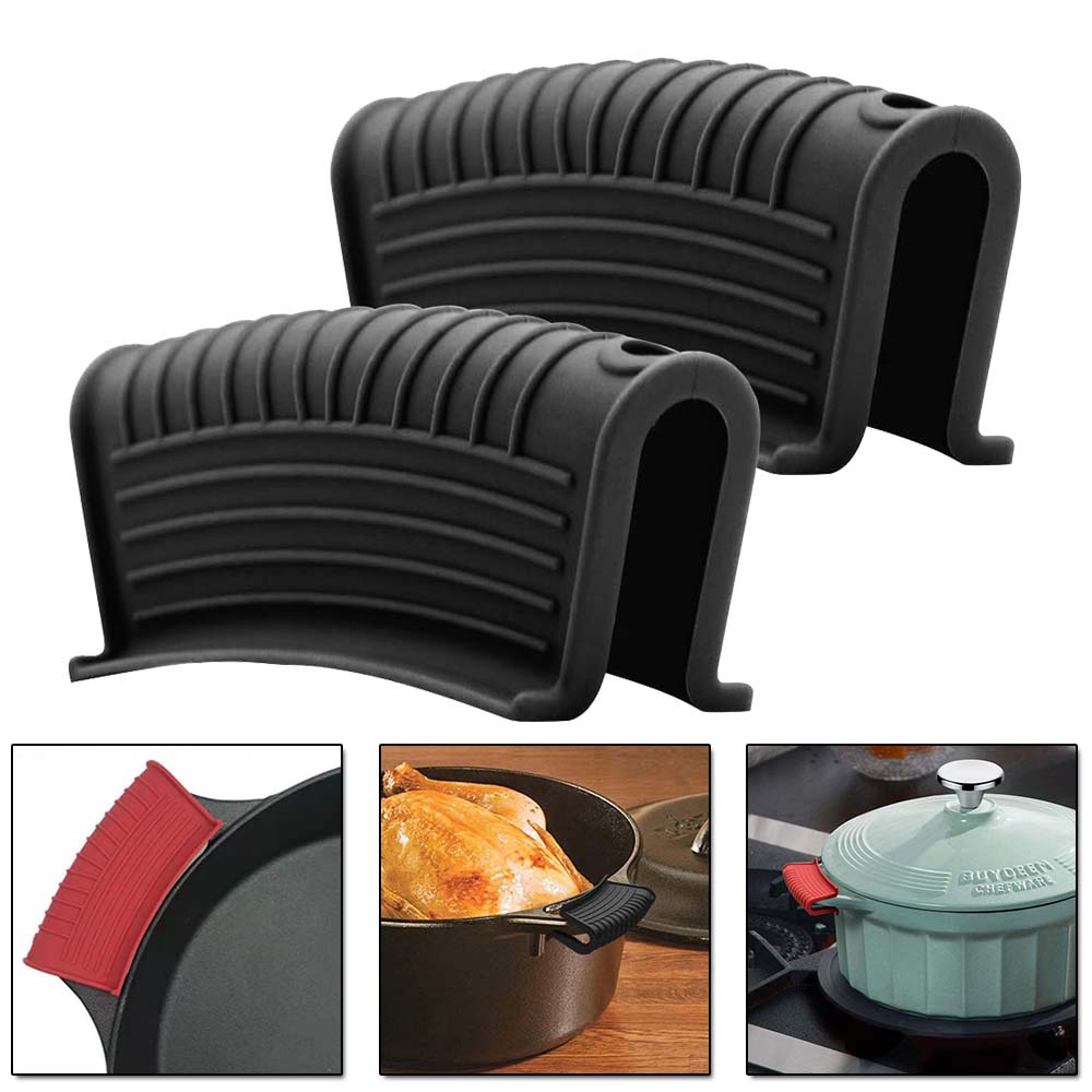 Non Stick Heat Resistant Pot Clips Cookware Silicone Pan Handle Cover ...