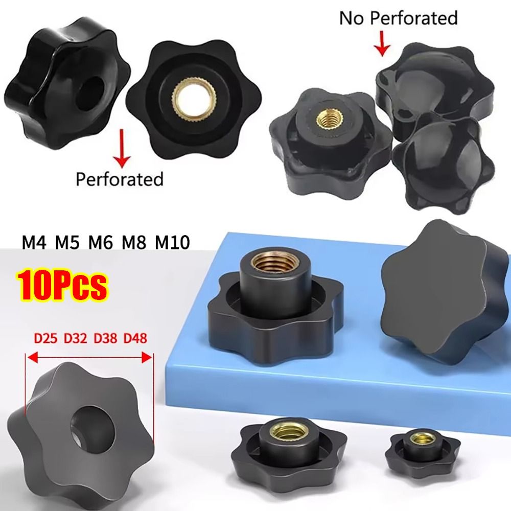 Threaded Hand Nuts 10Pcs New M4 M5 M6 M8 M10 M12 Hand Tighten Nuts Mechanical Handle ...