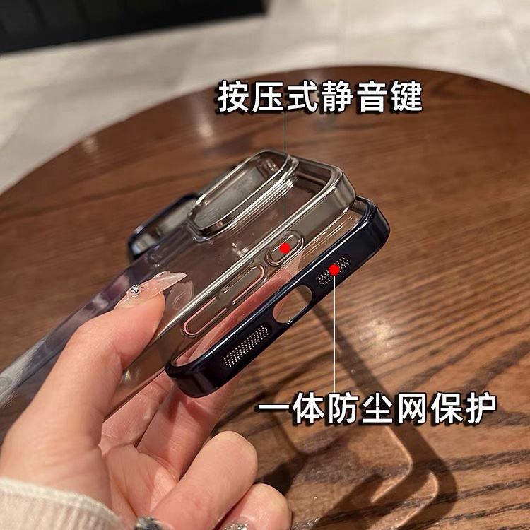 【Matte electroplating/transparent hard case/Titan grey】compatible for iPhone 12 13 14 15 pro max case