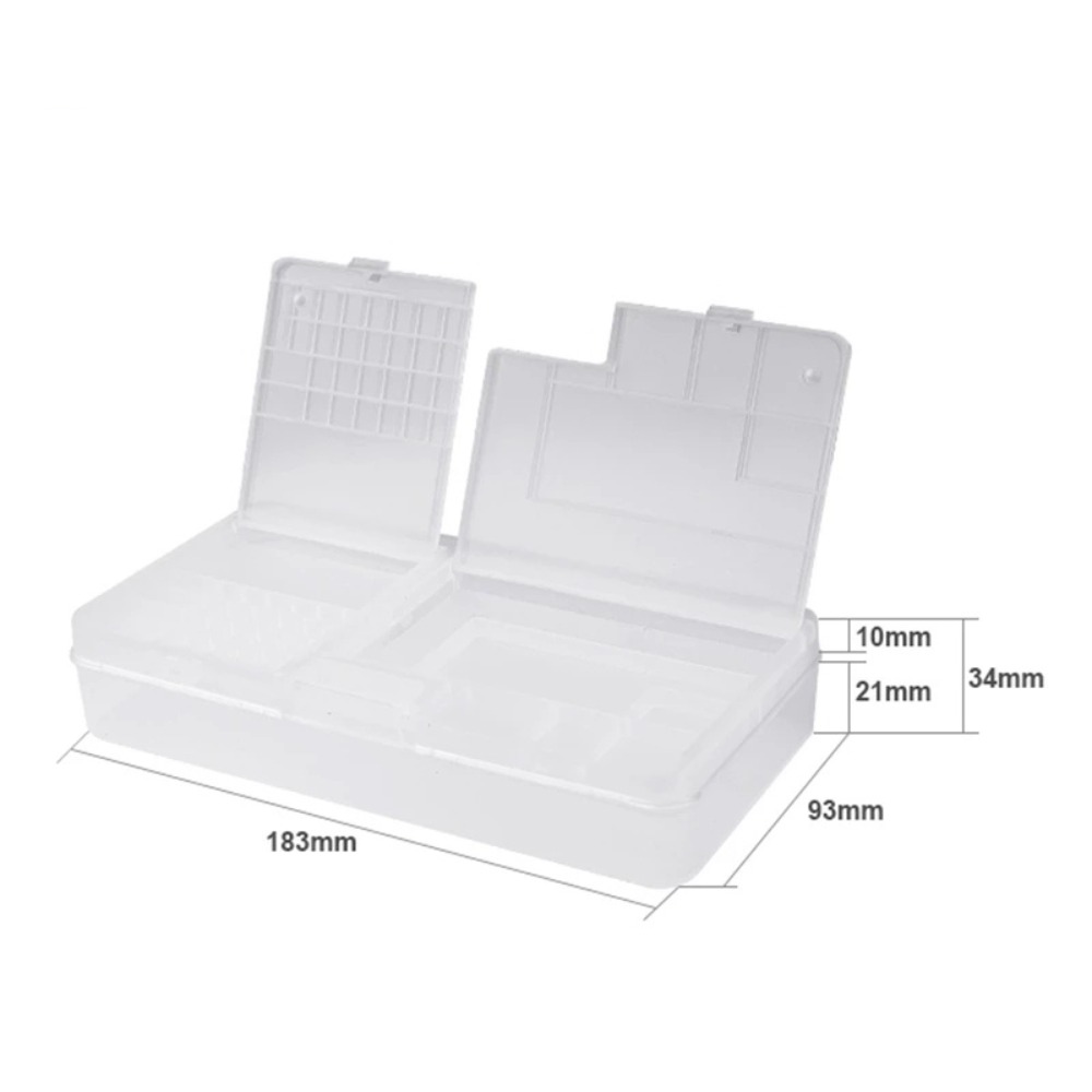AAVGH PVC Flip Storage Box Two-layer Rectangle Mobile Phone Repair Storage Box High-capacity Component Tool Packaging Box for Mobile Motherboard/Small Screw/Component