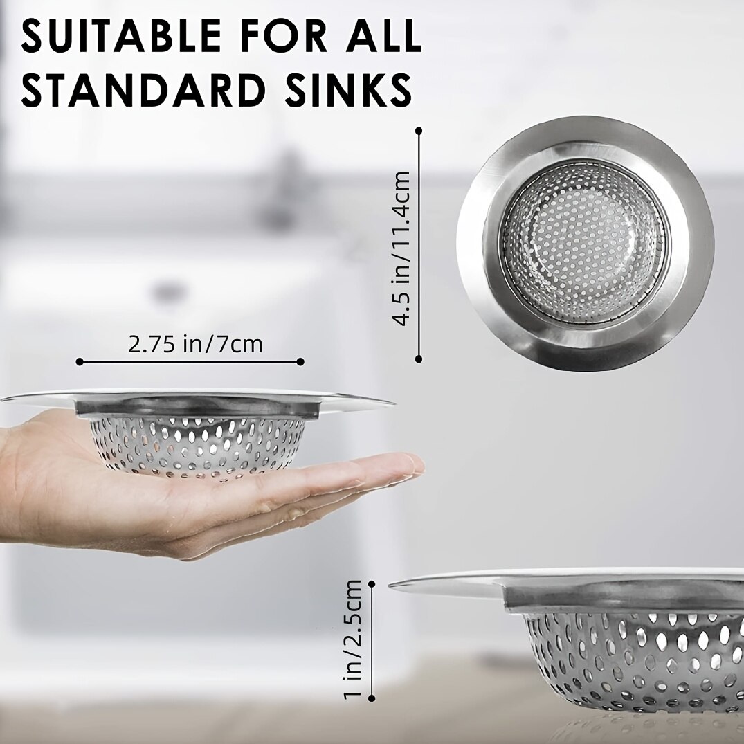 2Pcs Kitchen Sink Strainer Stainless Steel - Upgrade 304 Never Rust - Kitchen Sink Drain Strainer Basket, Food Catcher