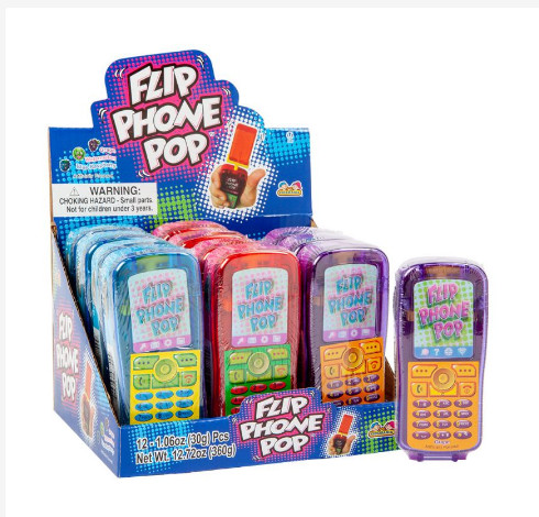 Lẻ 1 chiếc kẹo mút đồ chơi điện thoại flip phone pop mỹ hot hit 30gr
