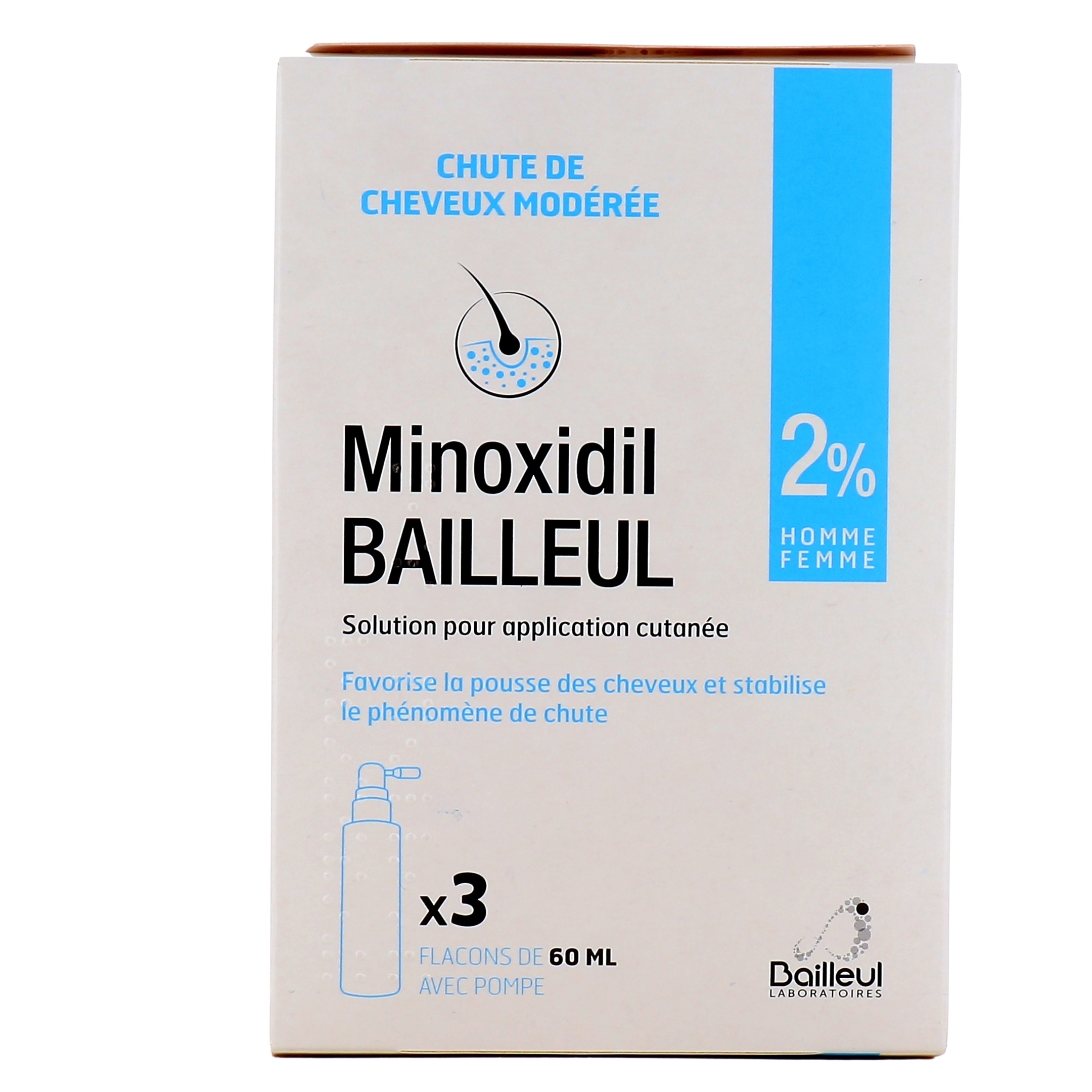 Set 3 chai xịt mọc tóc Minoxidil Bailleul 2% 3x60ml