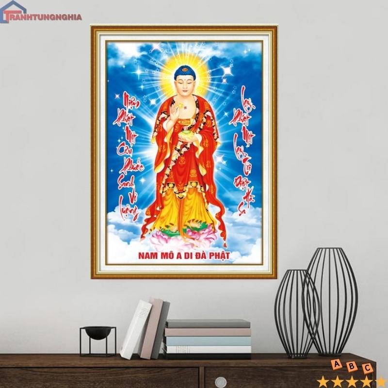 Tranh đính đá ABC phật a di đà 72cm x 50cm