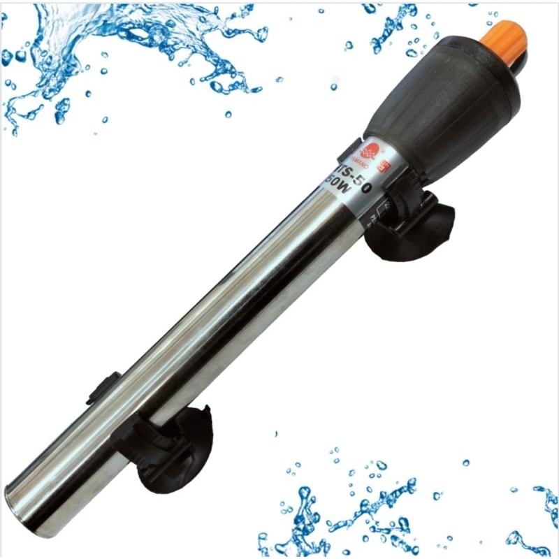 HEATER STAINLESS YAMANO 50WATT Pemanas Air Aquarium Aquascape