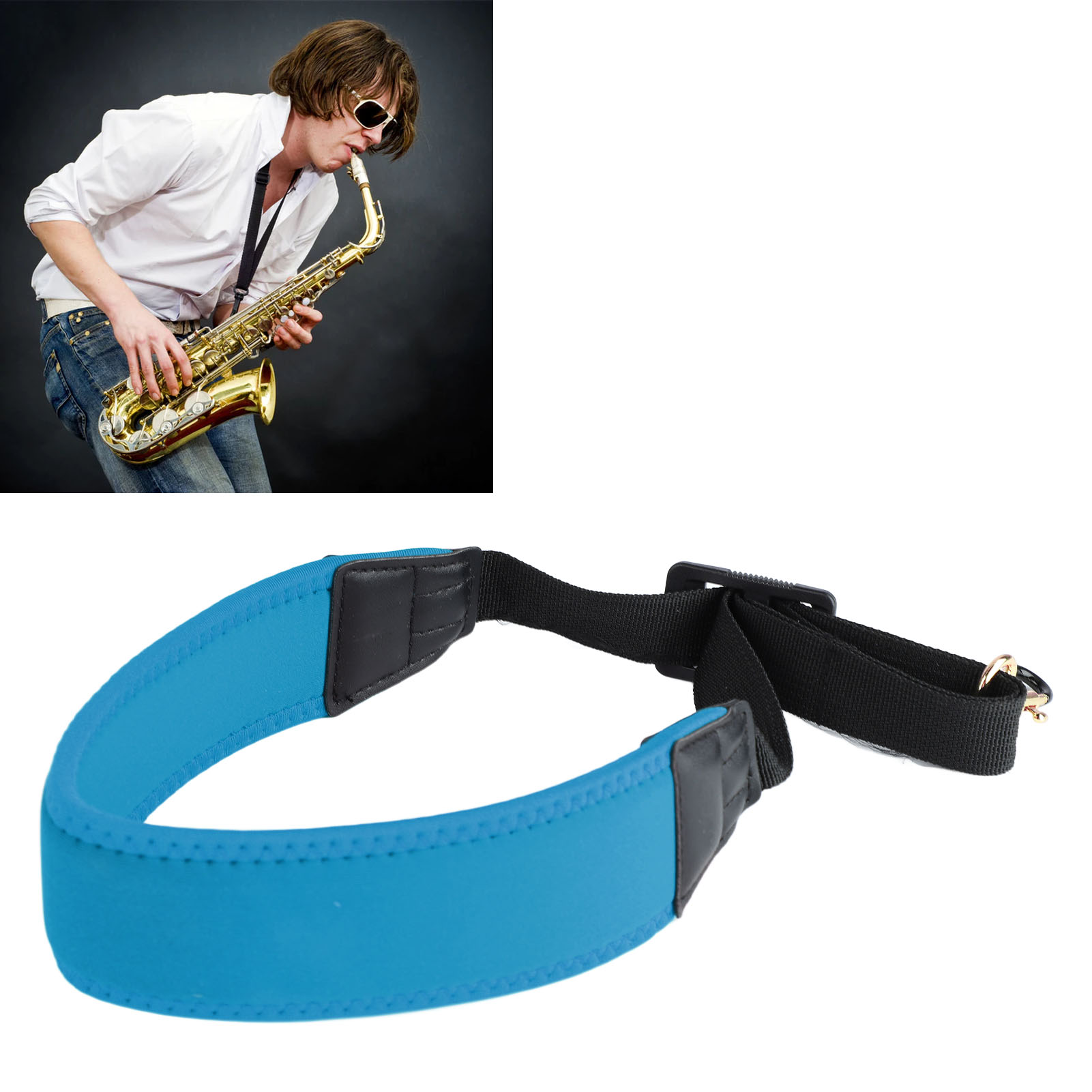 Saxophone Shoulder Strap Bright Color Length Adjustable Sax Shoulder Strap for Performance