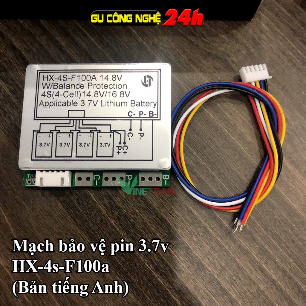 Mạch Bảo Vệ BMS Cho Pin Sắt LiFePO4 3.2V 4S 100A (HX-4S-F100A) - Hệ 4 Cell Nối Tiếp