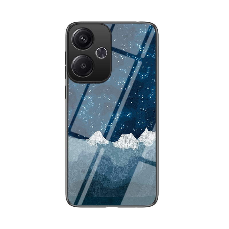 For Xiaomi Poco M6 Case Couple Starry Moon Mirroe Glass Protector Meteor Start For Xiaomi Poco M6 4G Back Cover Phone Cases.