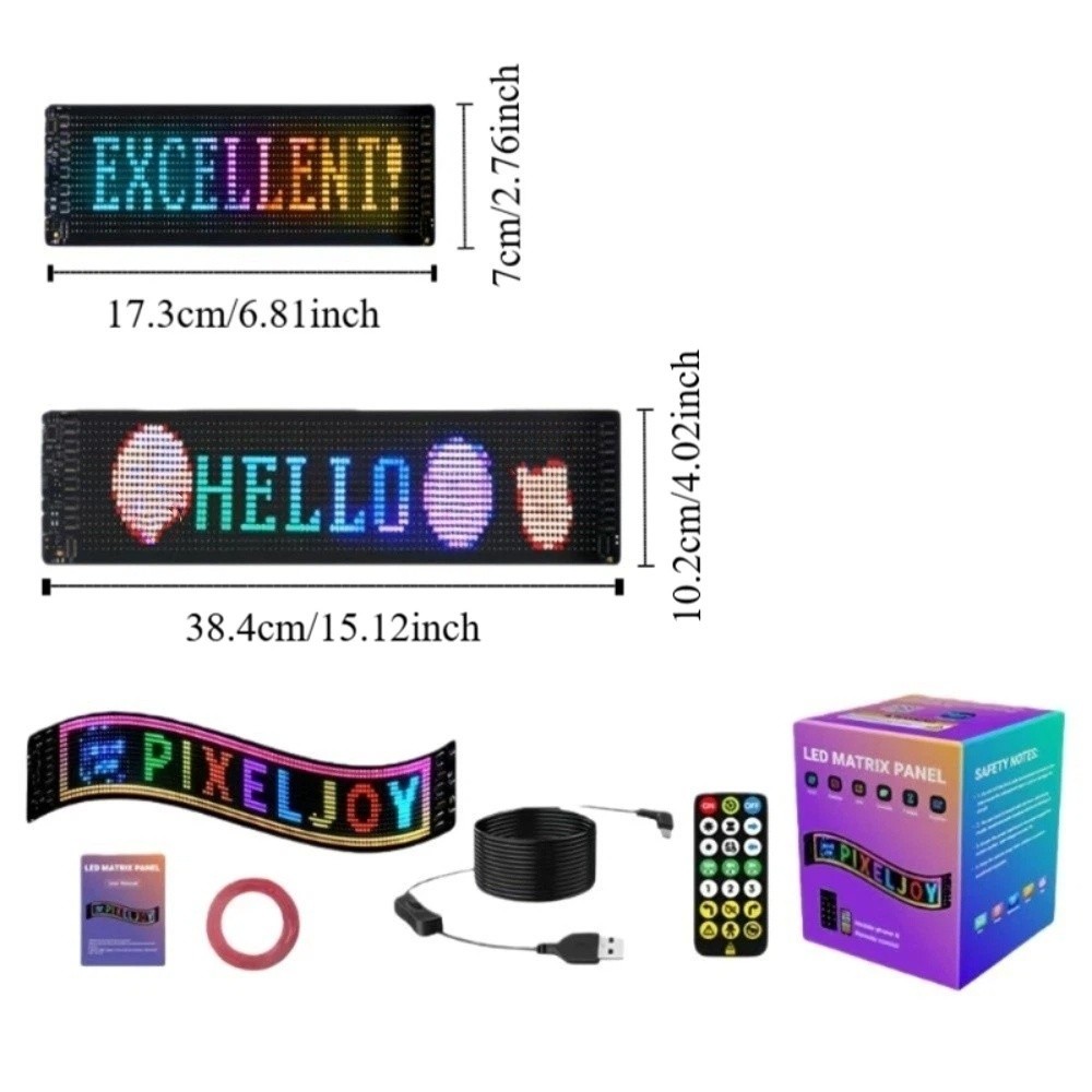 Powered Programmable Bluetooth Control Car Ambient Light Flexible Strip with Remote Control Matrix Pixel Panel RGB LED Cyberpunk Car Scrolling Sign Car Display. 