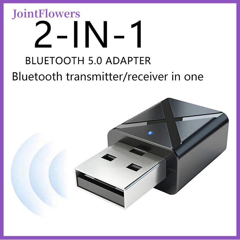 Jointflowers high quality bt 2 in 1 usb bluetooth 5.0 transmitter receiver mini stereo usb bluetooth wireless audio adapter for tv pc car kit