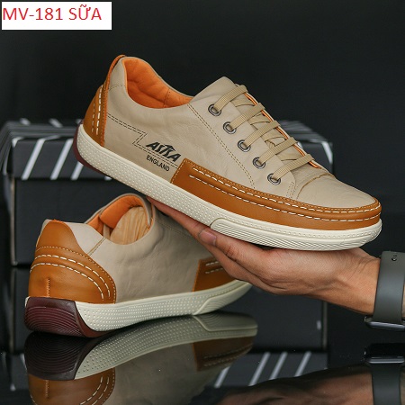 giầy asisa da bò thật mã MV-181 màu sữa