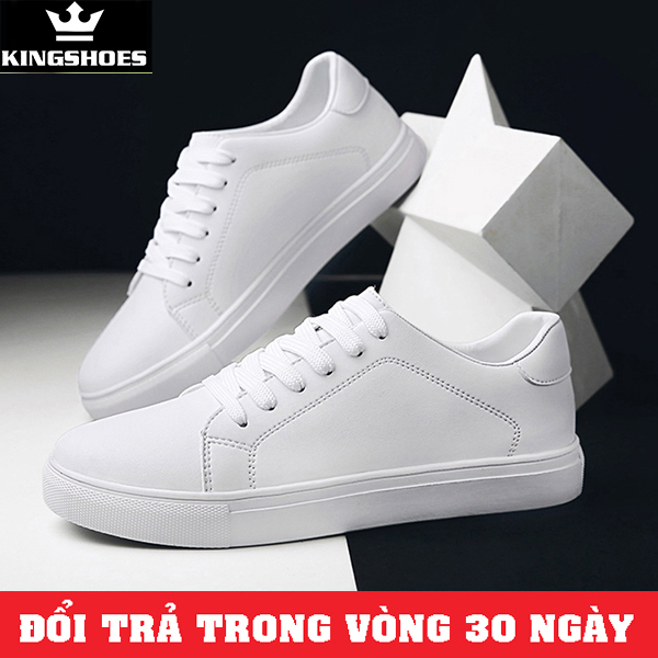 Giày nam thể thao sneaker trắng KINGSHOSES LC01 đẹp cho học sinh đi học đi làm cao cấp