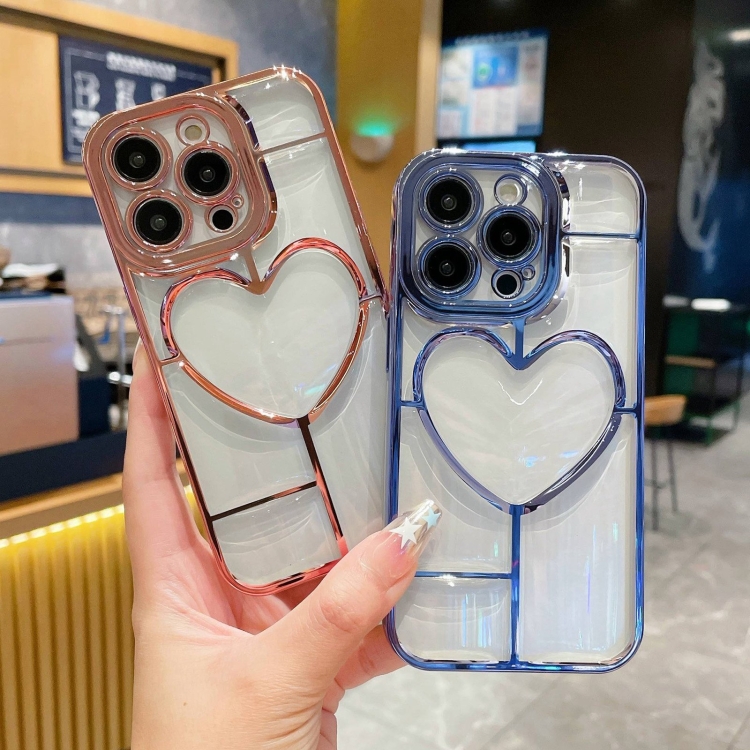 【HZSUNSKY】 Electroplating 3D Love TPU Phone Case For iPhone 15 Pro Max/iPhone 15 Plus/iPhone 14 Plus/iPhone 14 Pro/iPhone 14 Pro Max/iPhone 13 Pro Max/iPhone 12/iPhone 12 Pro Max/iPhone 11 Pro Max