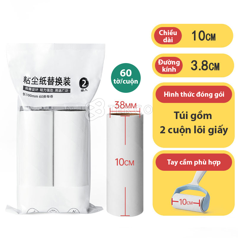 Bộ 6 lõi lăn bụi dự phòng thay thế cho cây lăn bụi 10cm, 16cm - cây lăn bụi 10cm, 16cm