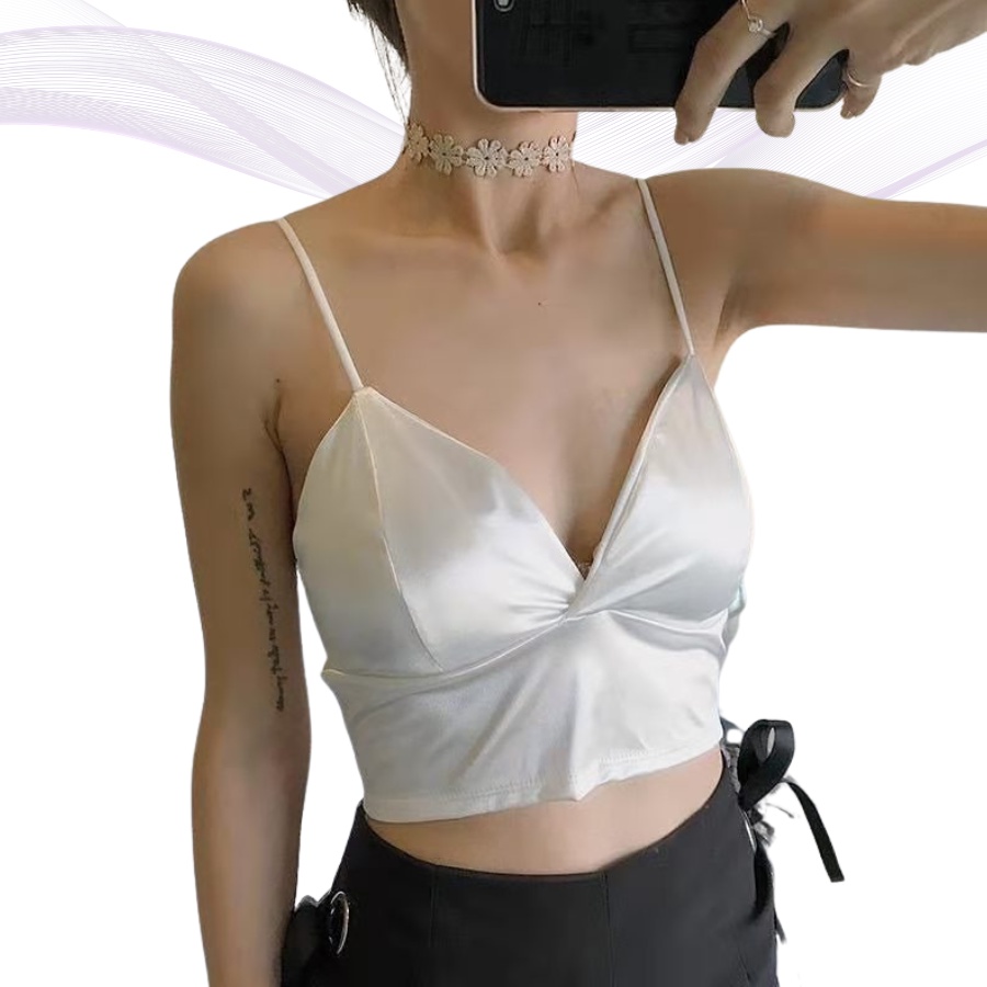 Áo lót ngực dạng bra lụa phi bóng hai dây sexy DORIS - 264