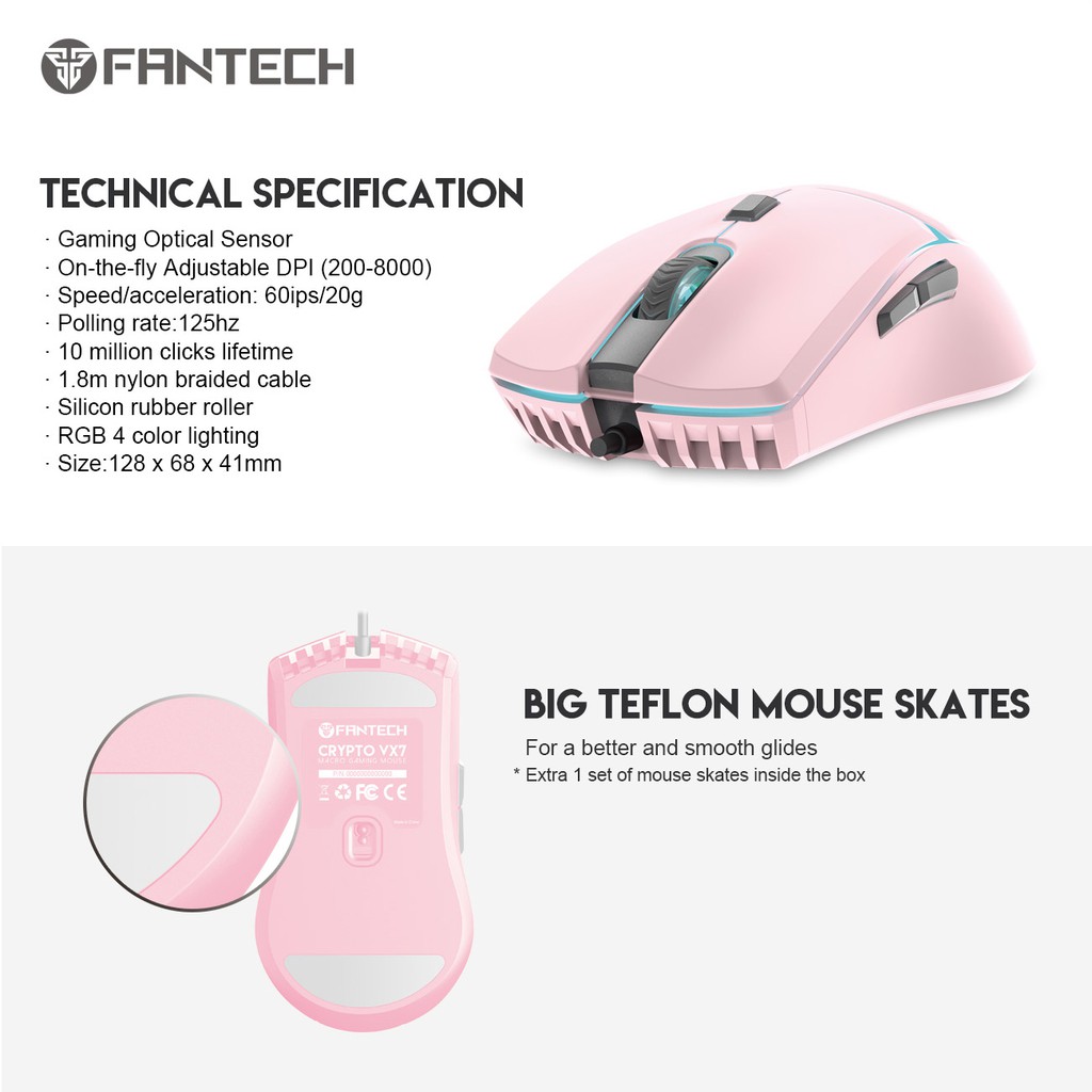 fantech mouse pink