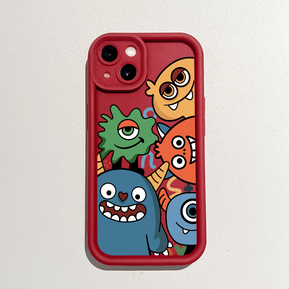 ZCSIBORUI for Samsung A51 Back Cover Small Monster Group Photo Pattern Soft Camera Protection Rubber Square Ladder Phone Case. 