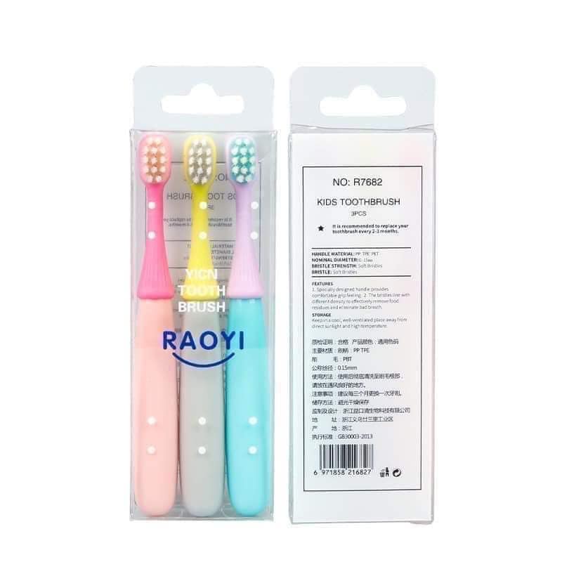 Set 3 bàn chải đánh răng raoyi xuất nhật cho bé