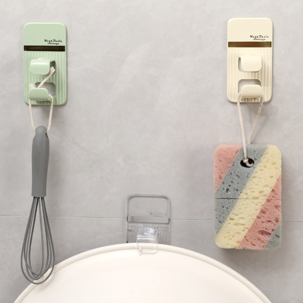 Bathroom Wall-mounted Storage Washbasin Hooks Kitchen Self-adhesive Wall Hook Organizer Racks