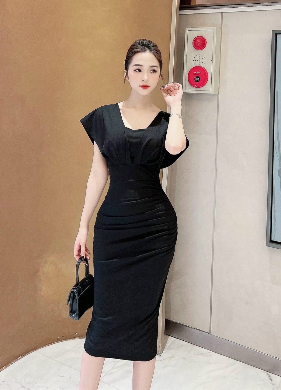 Đầm nữ body có mút ngực kiểu đầm dự tiệc sang trọng thanh lịch ba màu đầm trắng, đỏ, đen thời trang thiết kế LANCHI