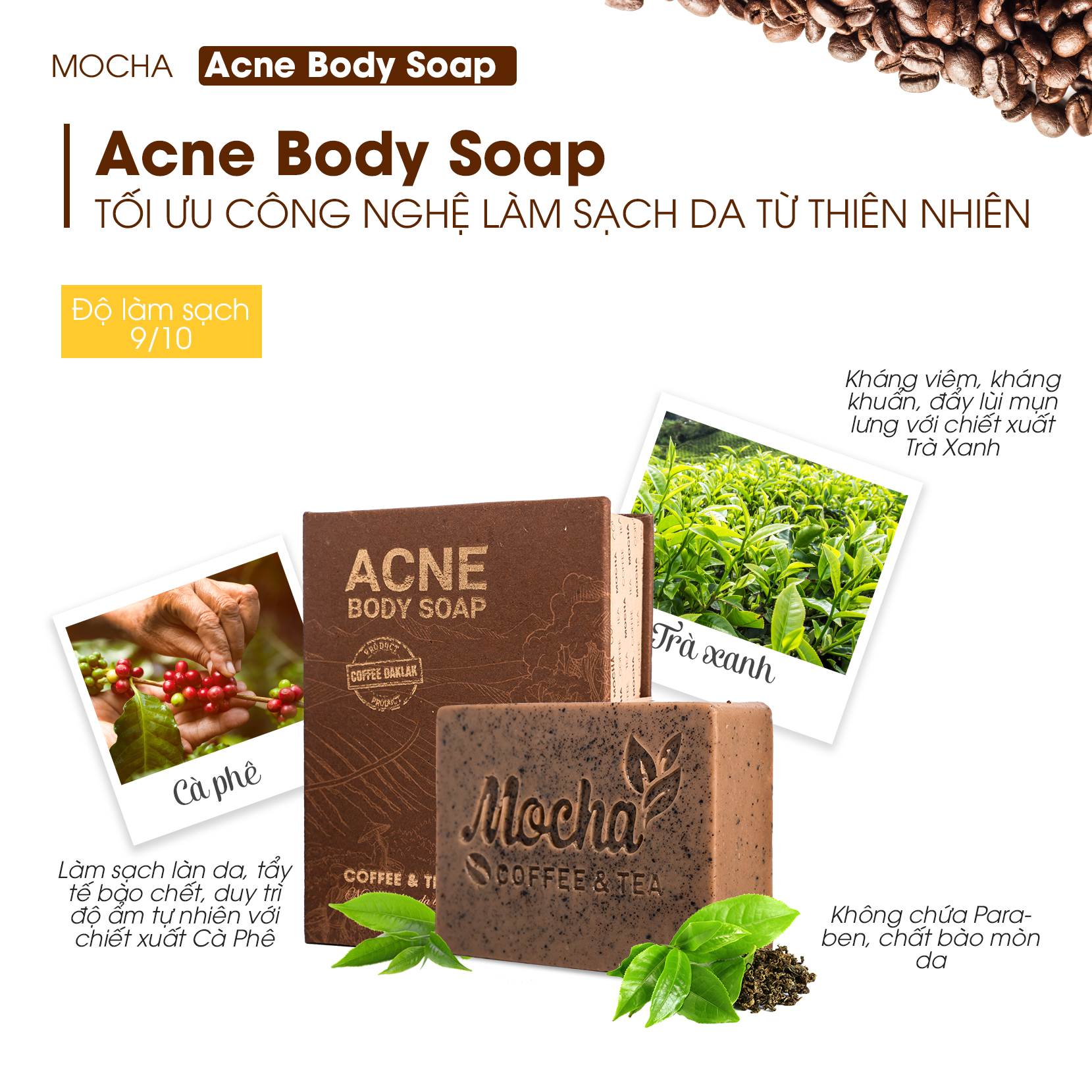 Xà Phòng Giảm Mụn Lưng Mocha Acne Body Soap