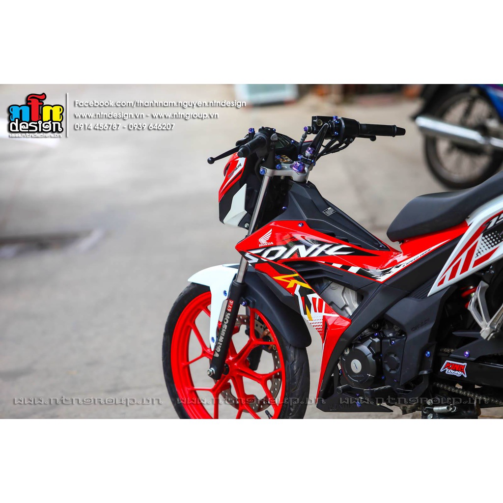 Tem Rời Dán Xe Sonic Mẫu Zin Trắng Đỏ