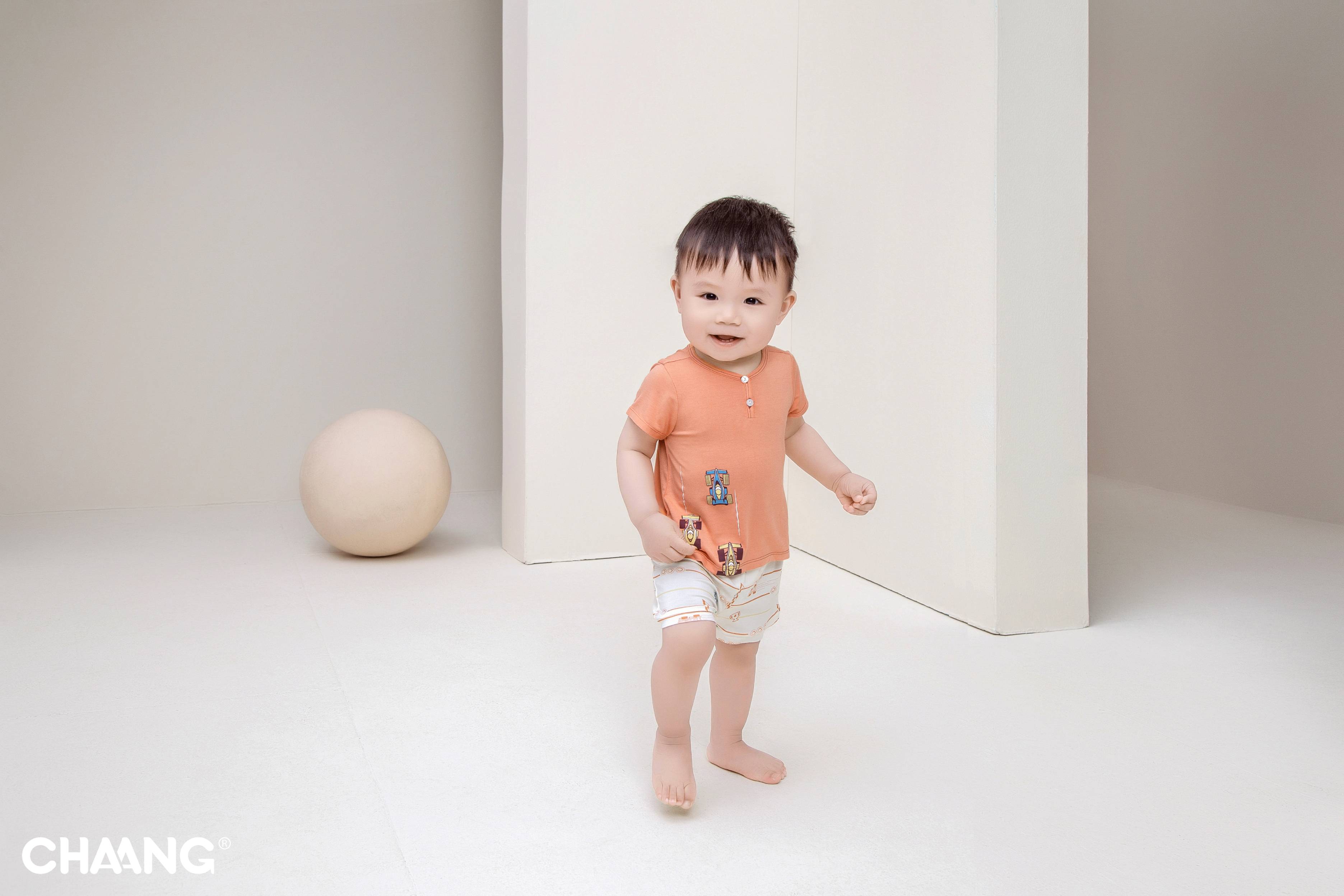 [CHAANG] Bộ Cộc Cho Bé Cổ Trụ Active Đỏ Chaang