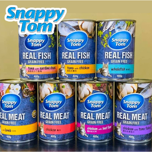 Thức ăn ướt Pate Snappy Tom cho mèo có thịt cá thật