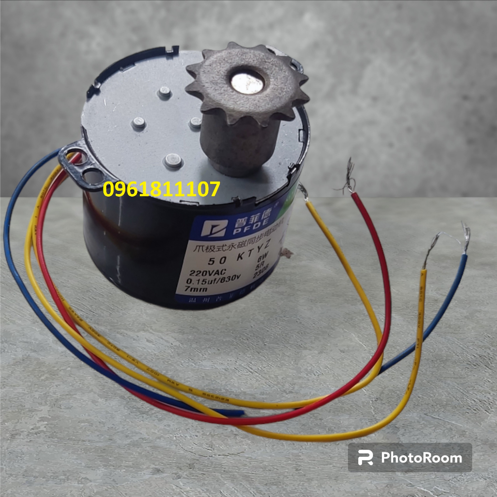 Mô tơ giảm tốc 220v 50 vòng 50ktyz 6w trục 7mm, motor giảm tốc 220v, động cơ giảm tốc 220v