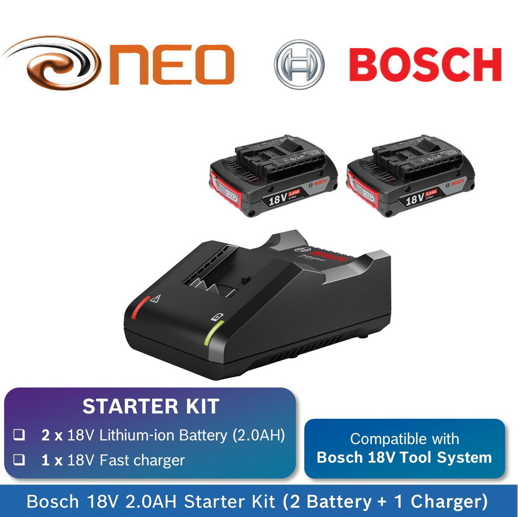 Bosch 18V 2.0AH Starter Kit (2pc 18V 2 