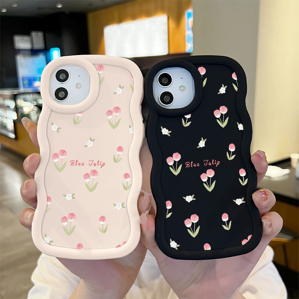 Jizetin for Redmi Note 11 Pro 4G 5G Redmi Note 12 Pro 4G Back Cover Small Pink Flower Macaron Bright Color Wavy Shape Soft Mobile Phone Cases. 